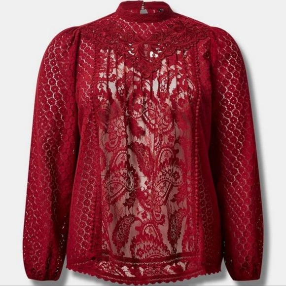 Torrid Lace High Neck Blouse - Picture 1 of 4